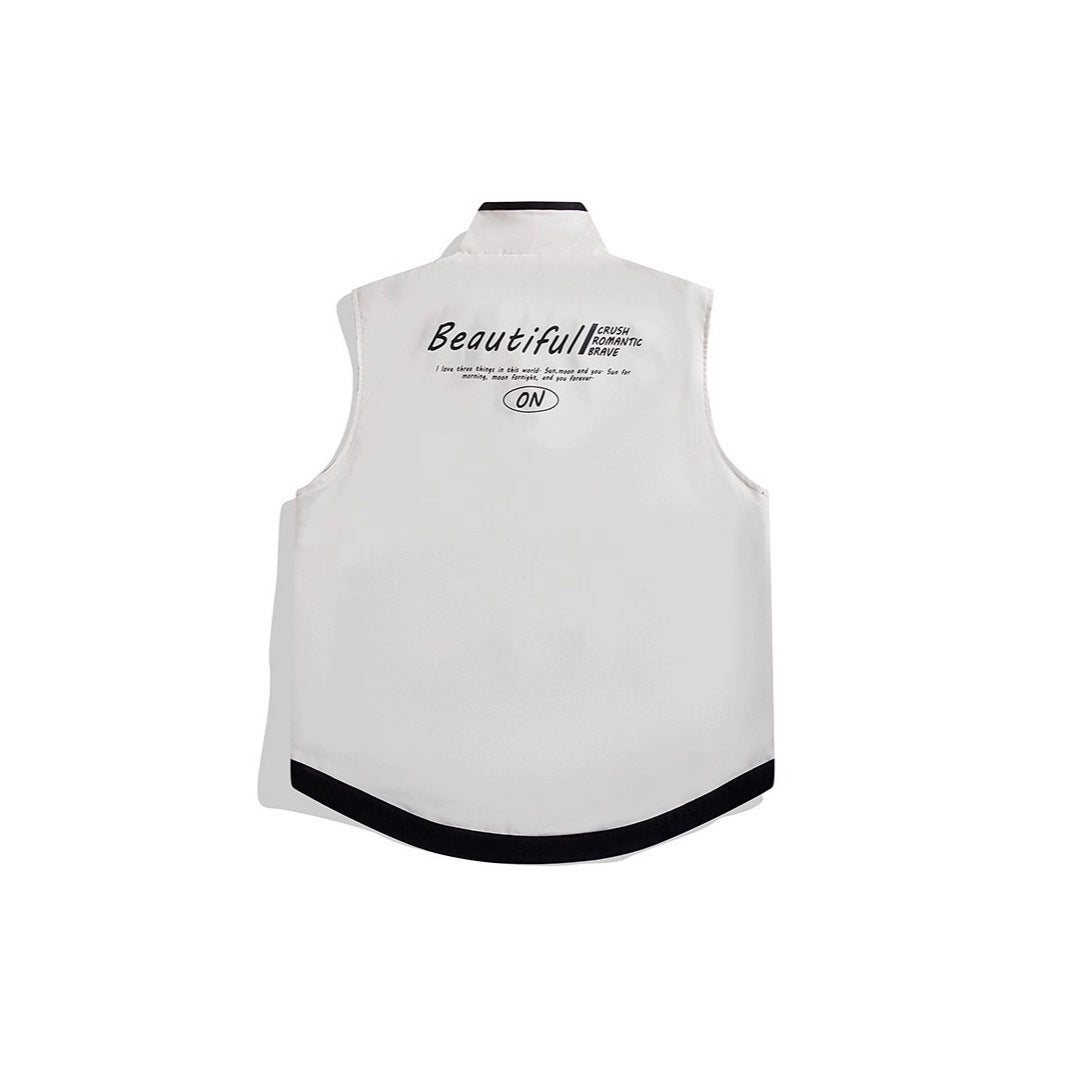 Men's Sleeveless Wind and Thermo Utility Vest with Silky Lining and Concealed Two-Way Zipper Chichicherry
