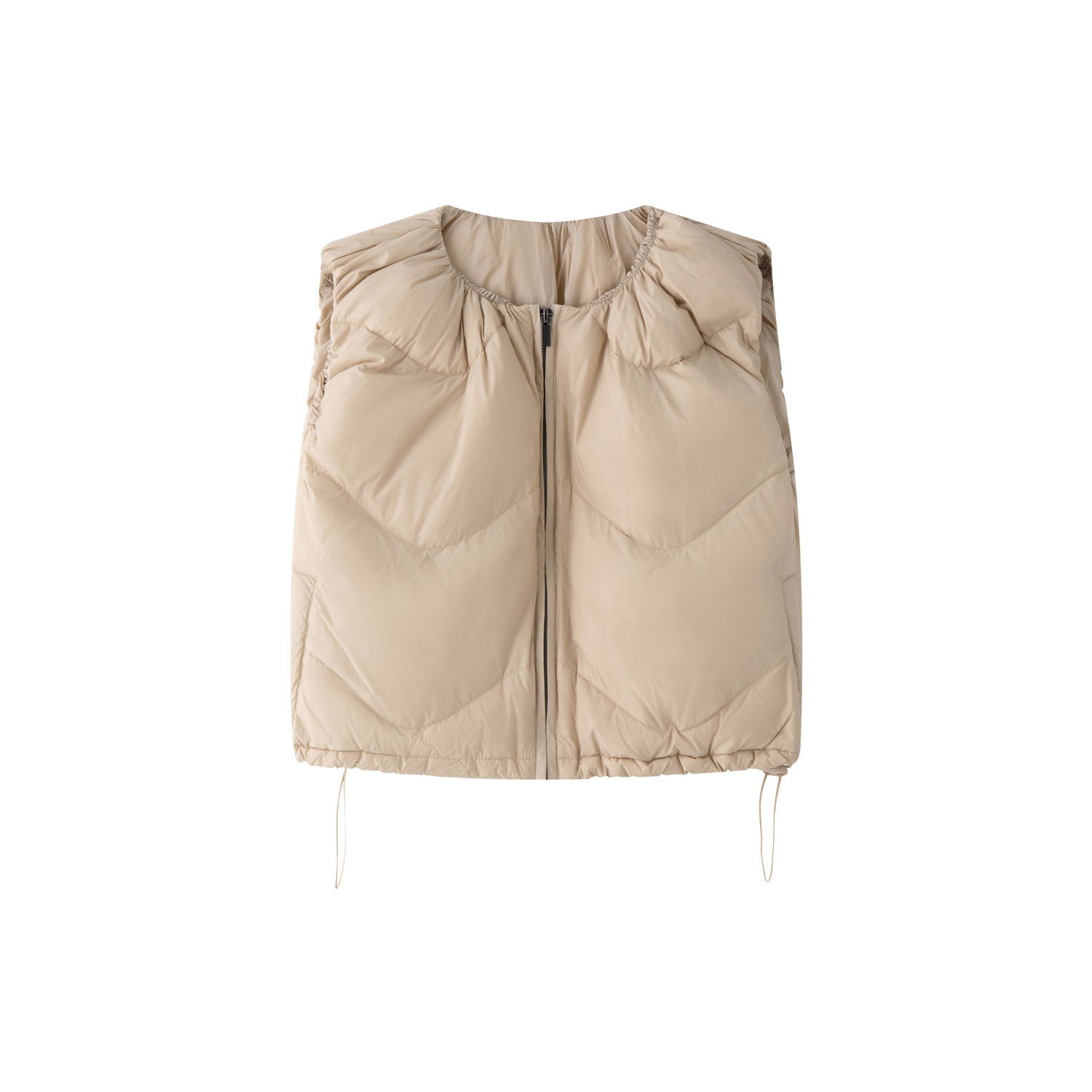 Women's cropped quilted vest with drawstring and zipper Chichicherry