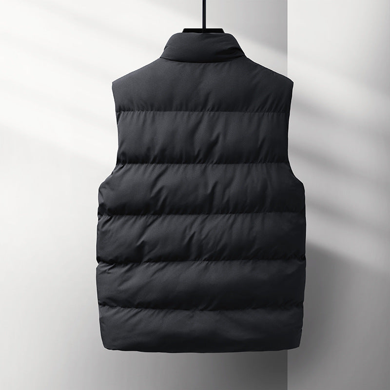 Men's Sleeveless Thermal Quilted Vest with Stand-Up Collar, Windproof Shell and Zipper Pockets Chichicherry