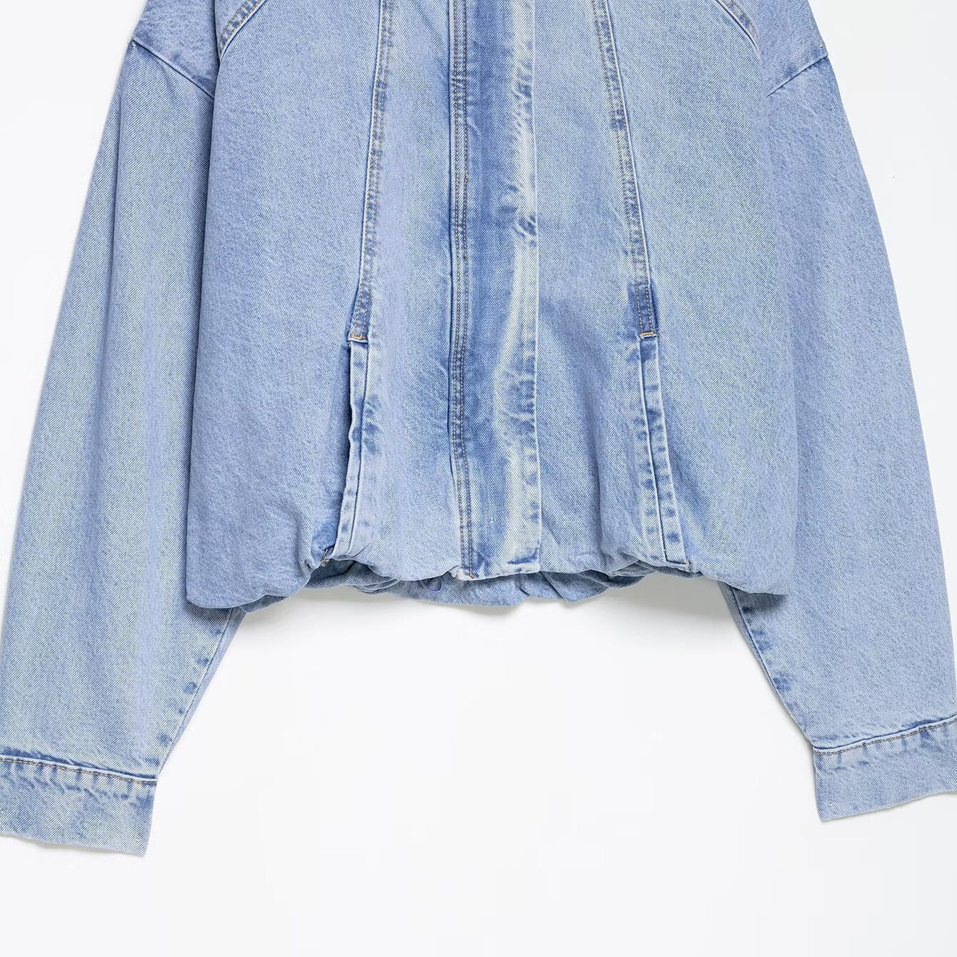 Women's Oversize Denim Blouson with high standing collar and elastic hem Chichicherry