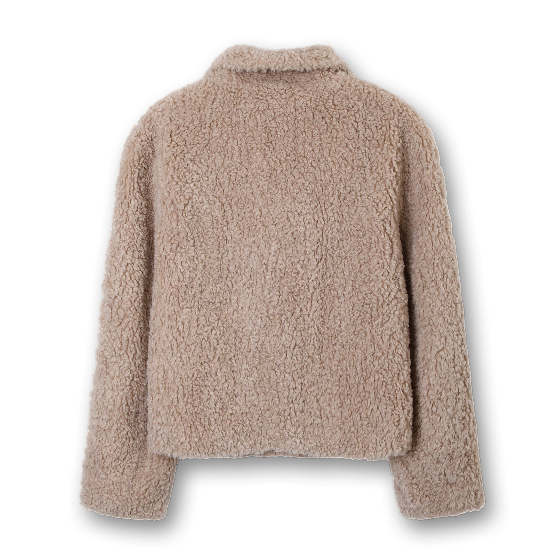 Women Short Cut Teddy Fur Jacket with Double Button Placket Chichicherry