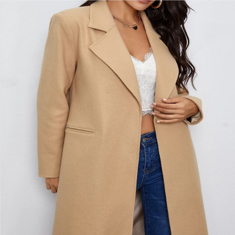 Women's Maxi Length Single Breasted Coat in Minimalist Tailoring with Concealed Button Placket and Side Pockets Chichicherry