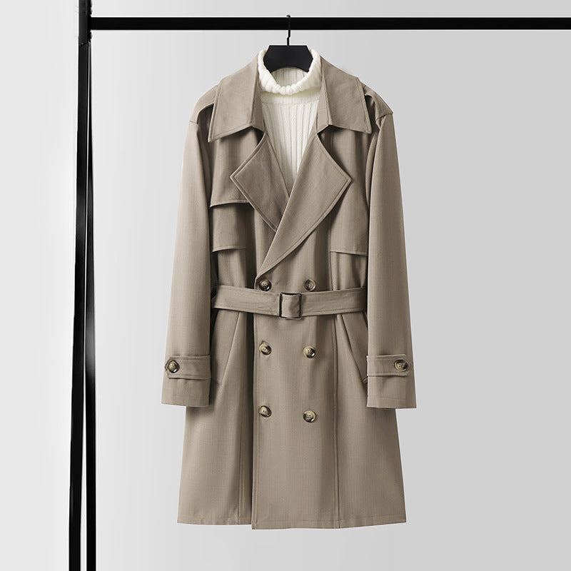 Women's Double-breasted Short Trench Coat made of lightweight wool blend with a soft drape and shoulder flaps Chichicherry