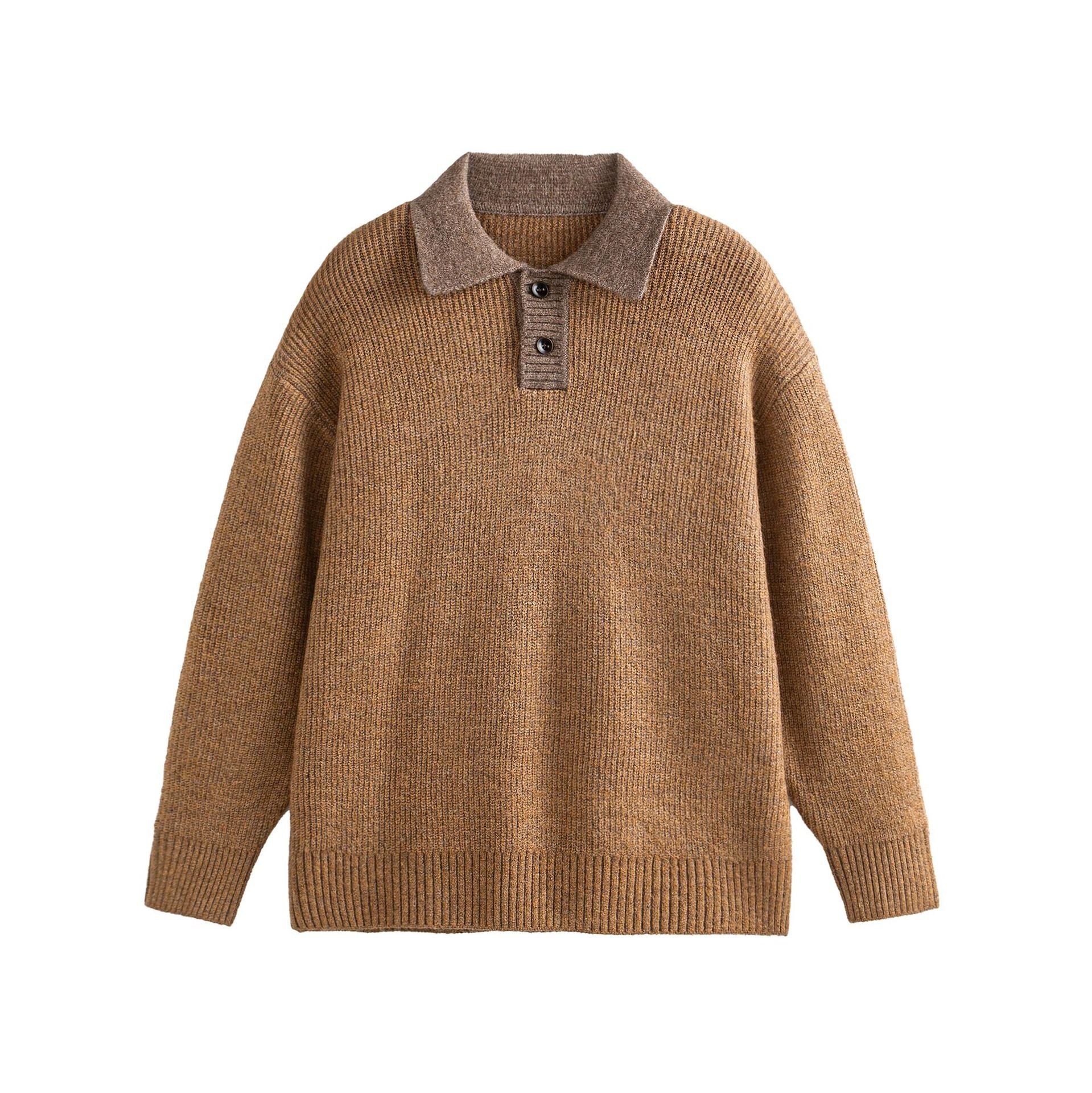 Women's knit polo shirt with speckle pattern, ribbed texture and button placket Chichicherry