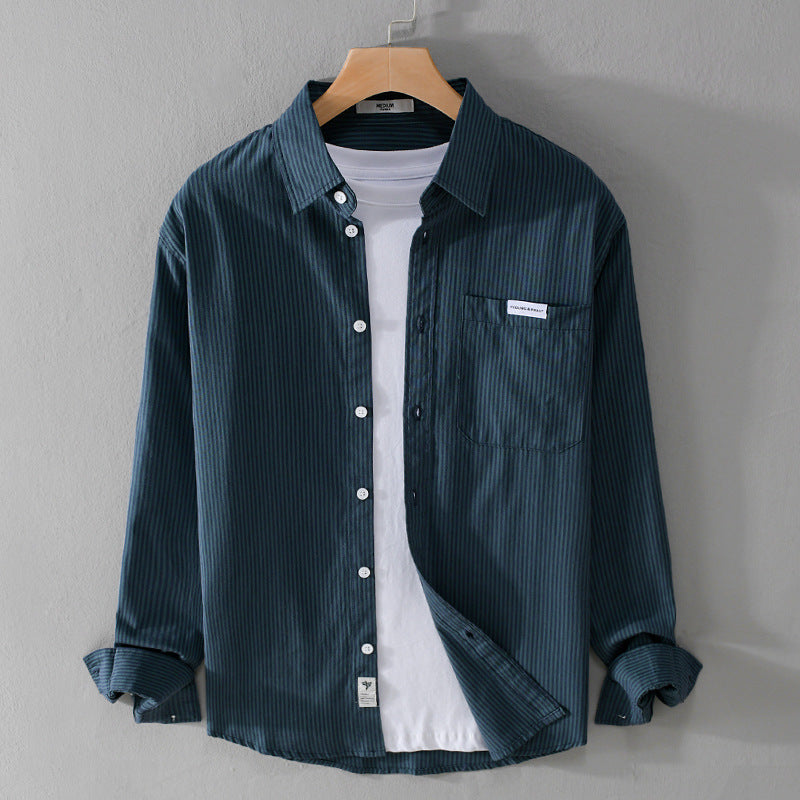 Men's Fine Cord Shirt in Overshirt Style with Chest Pocket, Relaxed Fit and Fine Wave Texture Chichicherry