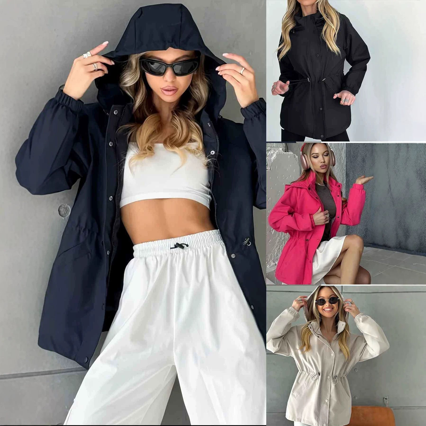 Women's hooded parka with waist drawstring and wind-resistant outer shell Chichicherry
