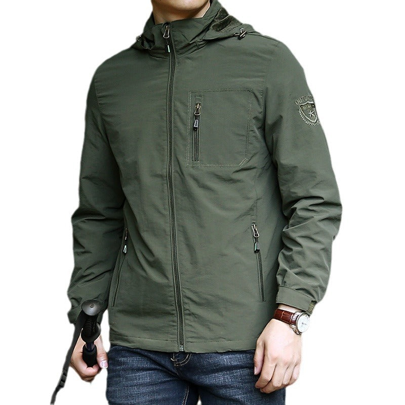 Men's Windproof Softshell Thermal Jacket with Fleece Lining and Hood Chichicherry