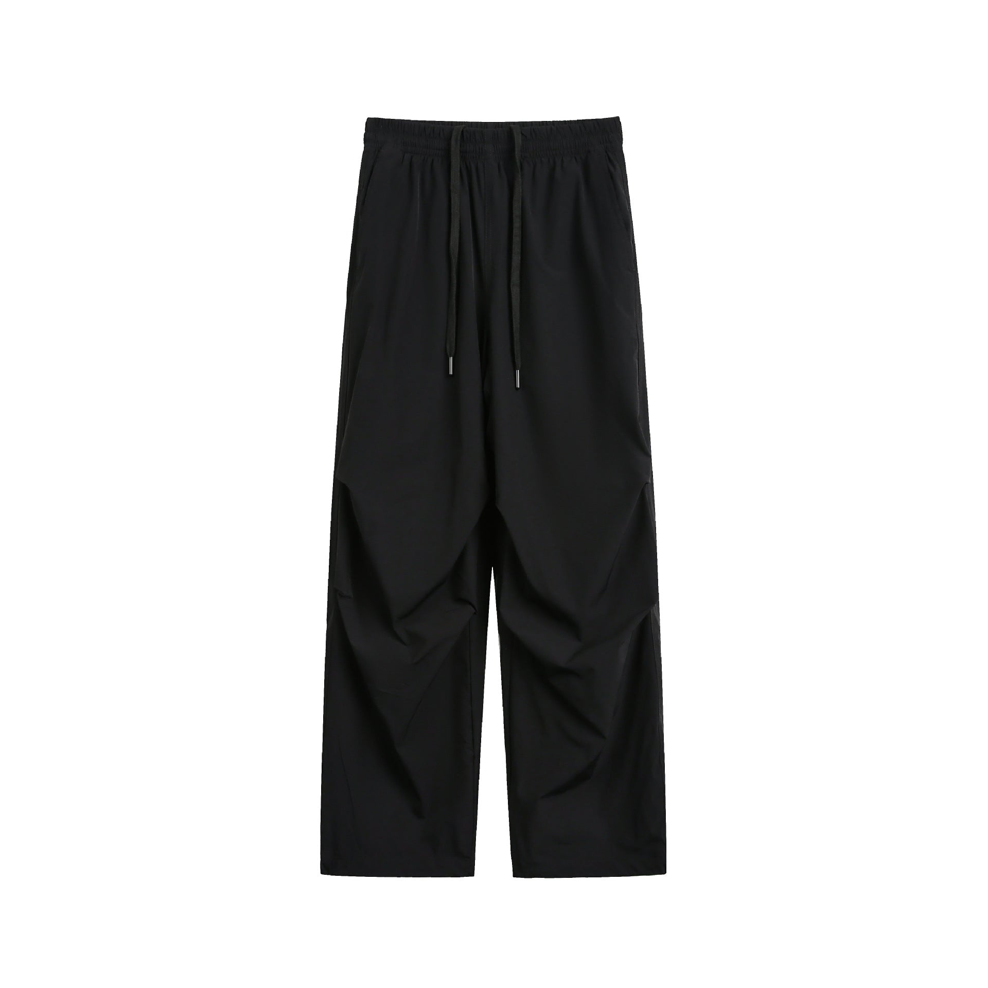 Men's Wide Relaxed Cargo Pants with Elastic Waistband and Drawstring