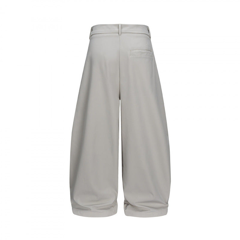 Ladies Wide Balloon Pants with High Waist, Pleats and Cuffed Hem Chichicherry