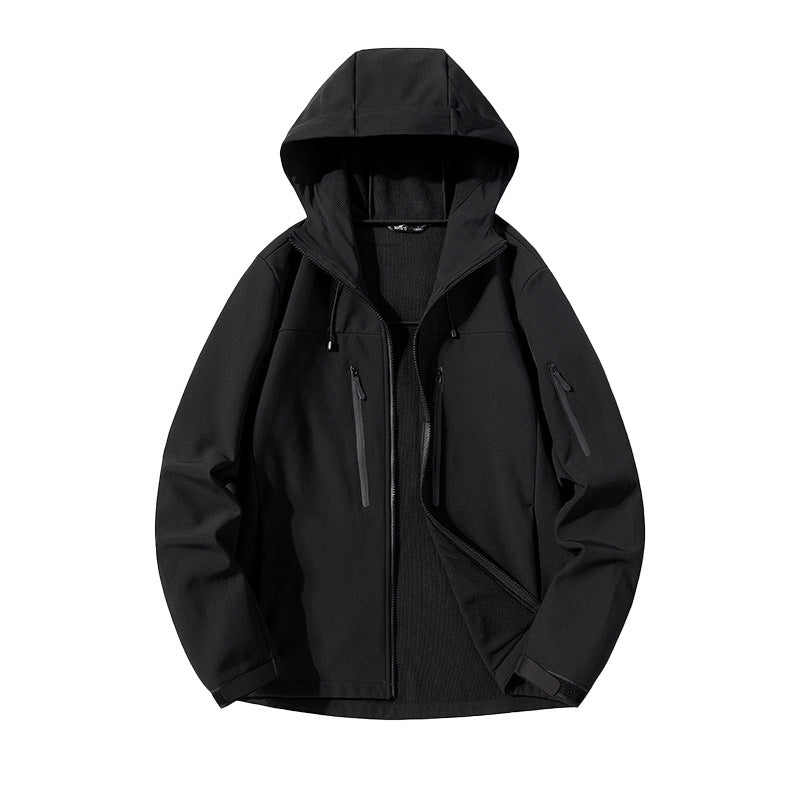 Men's Softshell Hoodie Jacket with windproof membrane, breathable lining, and multifunctional pockets Chichicherry