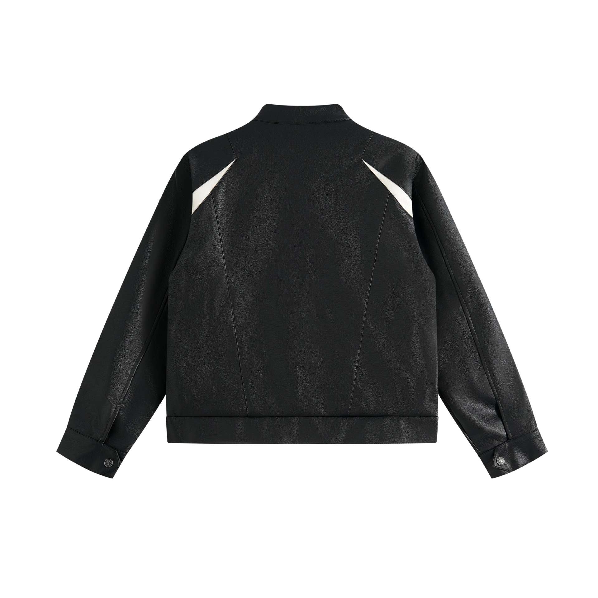 Unisex Boxy-Colorblock-Bomber Jacket in Leather Look with High Stand-up Collar Chichicherry
