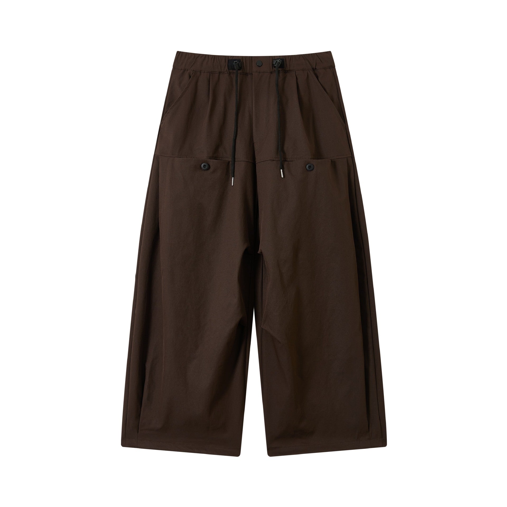 Women's wide cropped pleated trousers with drawstring and cargo pockets Chichicherry