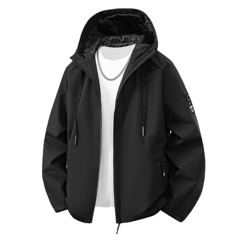 Men's Minimalistic Softshell Hoodie Jacket with Matte Surface, Contrasting Trimmings and Concealed Two-Way Zipper Chichicherry