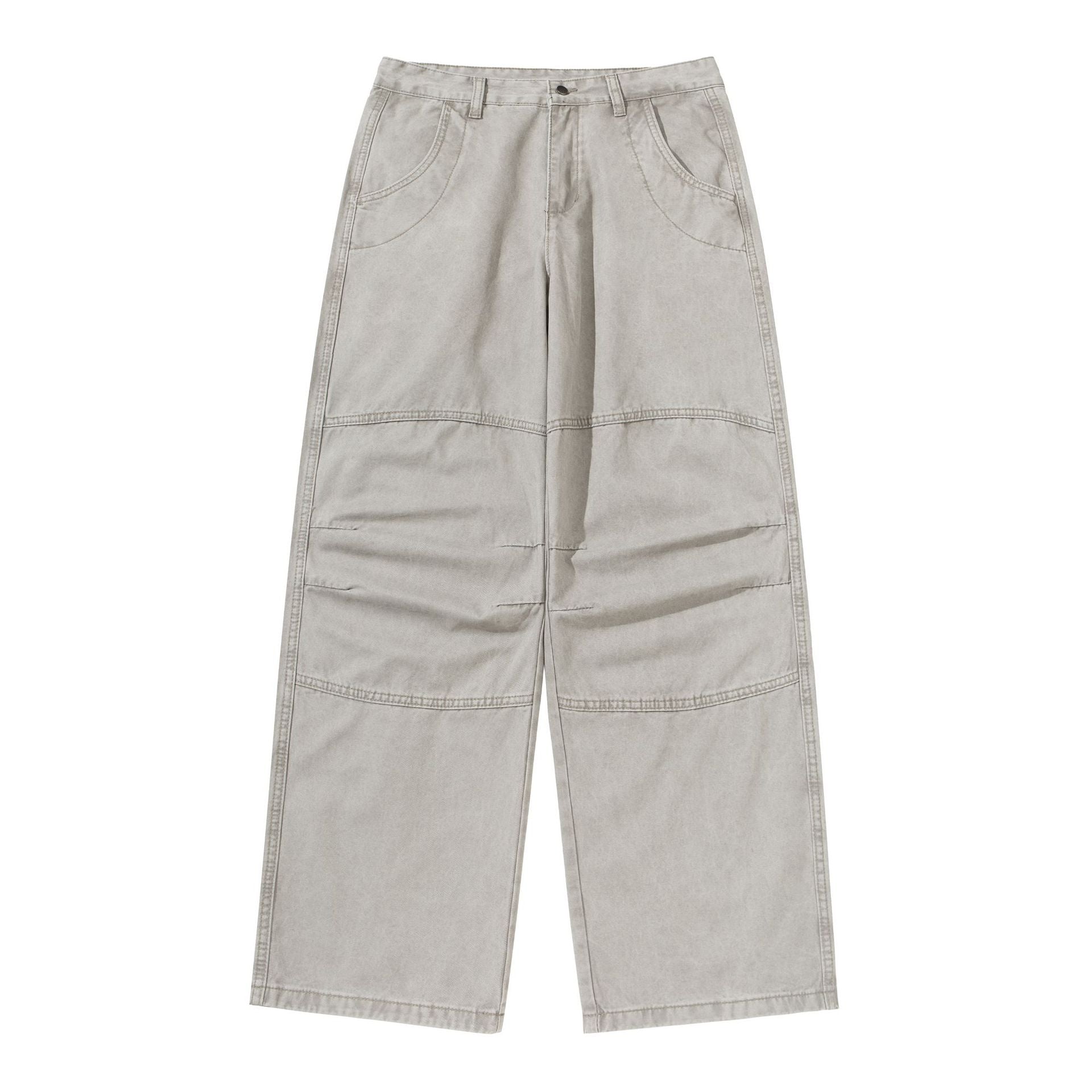 Women's Wide Cropped Cargo Pants with Knee Panels and Patch Pockets Chichicherry