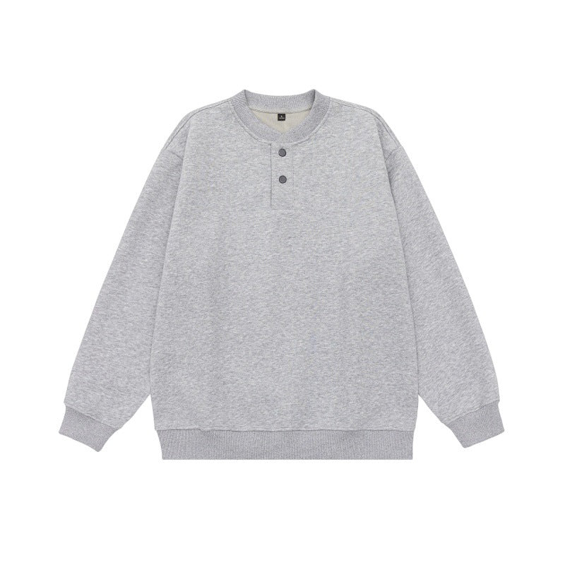 Unisex Loose-fit sweatshirt with half-button placket and ribbed cuffs Chichicherry