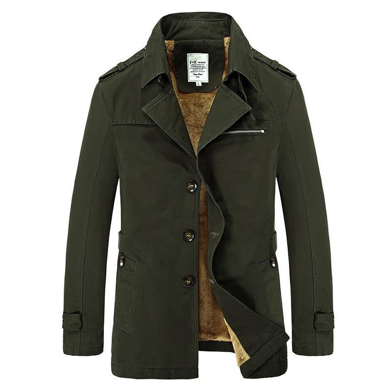 Men's military-inspired short coat with teddy fleece lining and zip chest pocket Chichicherry