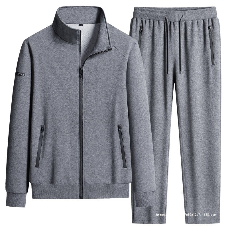 Men's Sporty Softshell Training Suit Set with Fleece-Lined Jacket and Tapered Jogging Pants Chichicherry