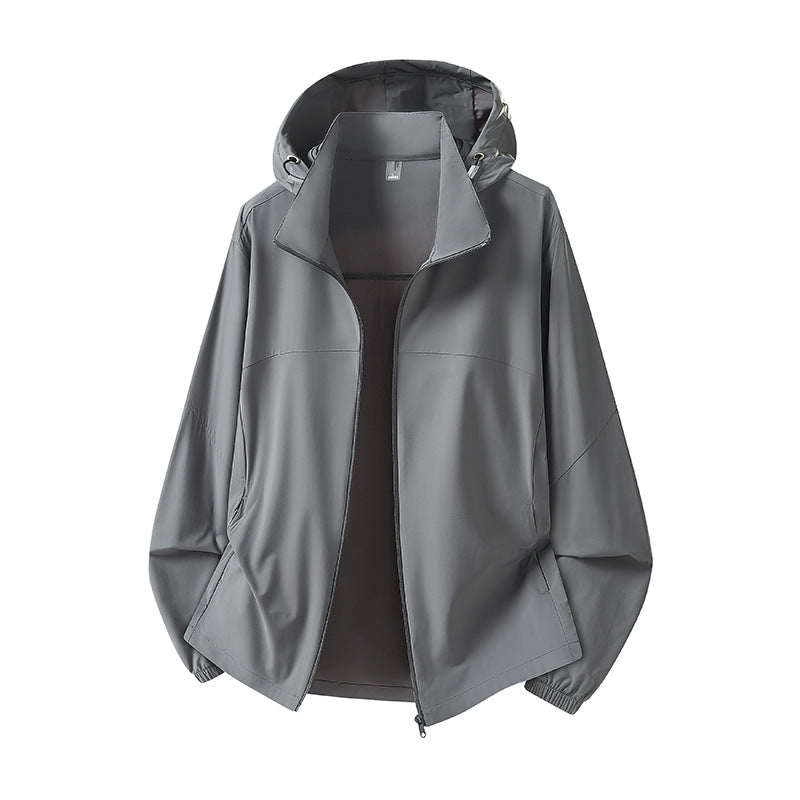 Men's Lightweight Hooded Rain Jacket with Breathable Softshell Material and Elastic Cuffs Chichicherry