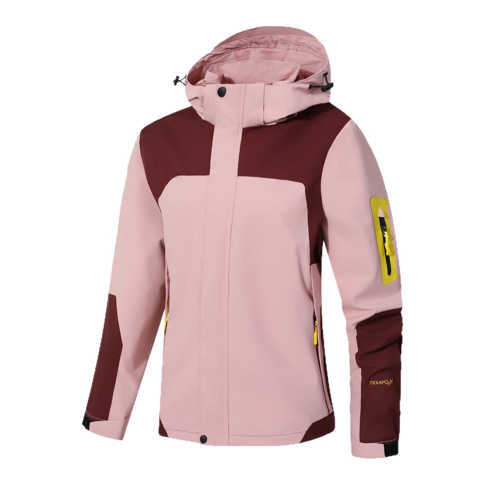 Men's Waterproof Softshell Outdoor Jacket with Hood, Sleeve Zipper Pocket and Windproof Membrane Chichicherry