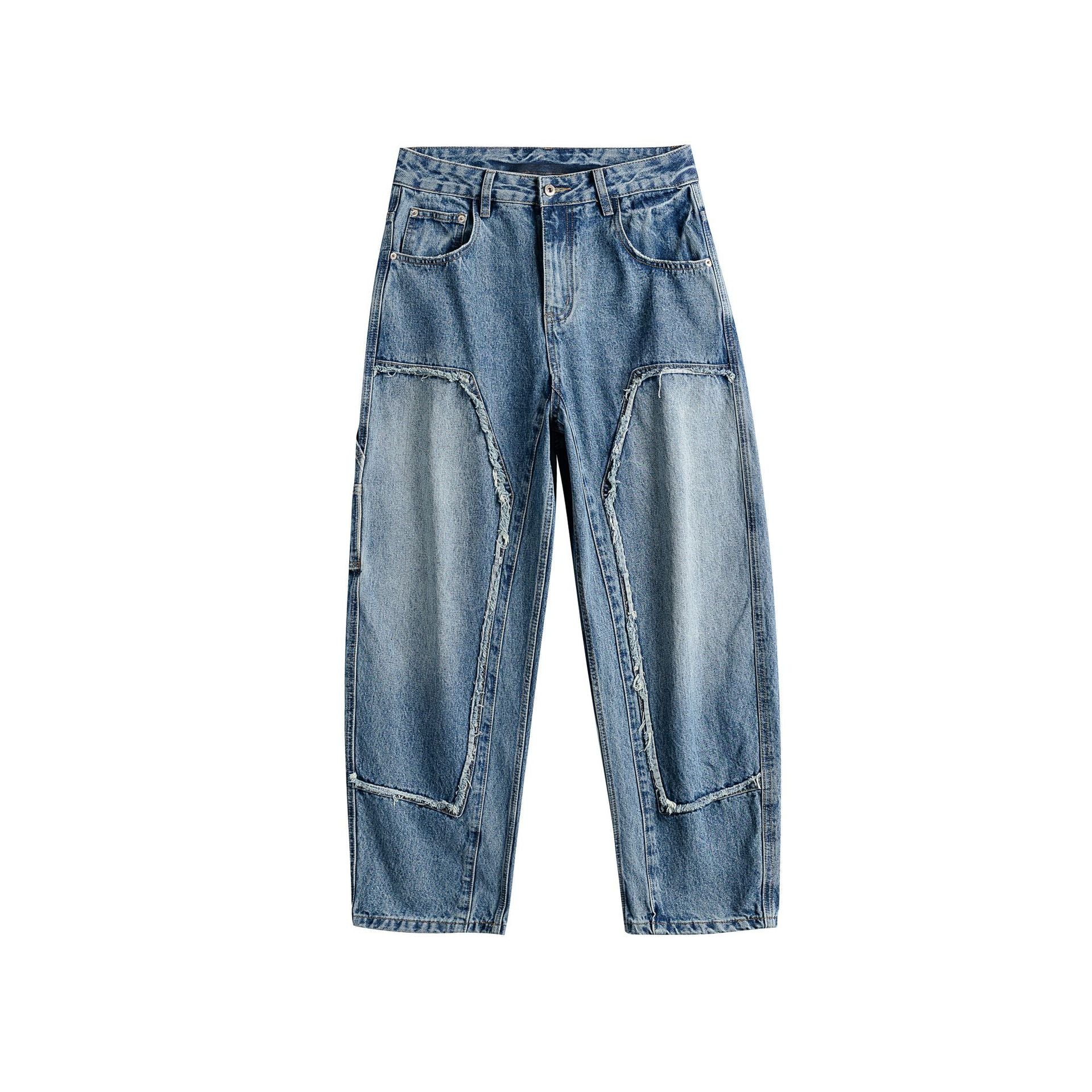Women's jeans with contrasting knee panels and frayed seams Chichicherry