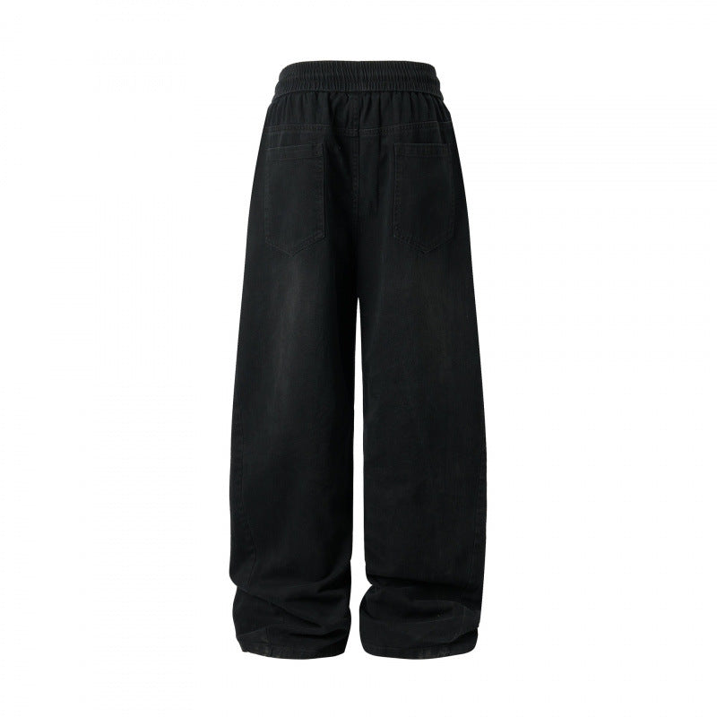 Women's wide High-Waist pants with elastic waistband, drawstring, and patch pockets Chichicherry