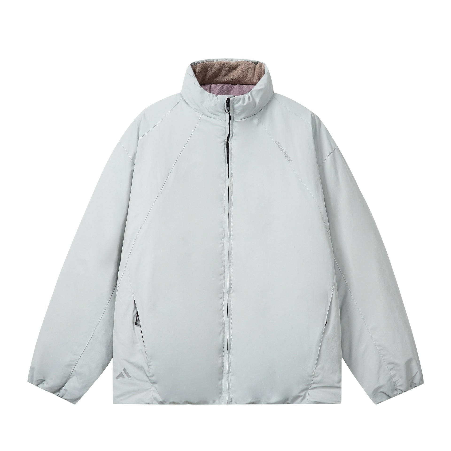 Men's short-cut windproof thermal jacket with fleece-lined stand-up collar and concealed zipper Chichicherry