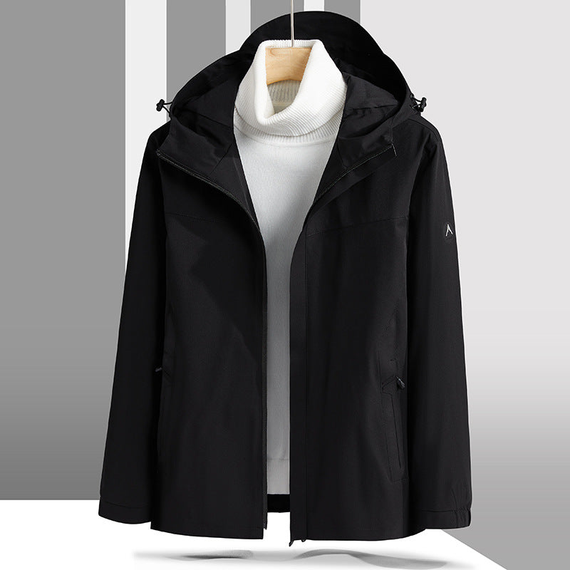 Men's Lightweight Technical Softshell Jacket with Adjustable Hood and Minimalist Athletic Fit Chichicherry