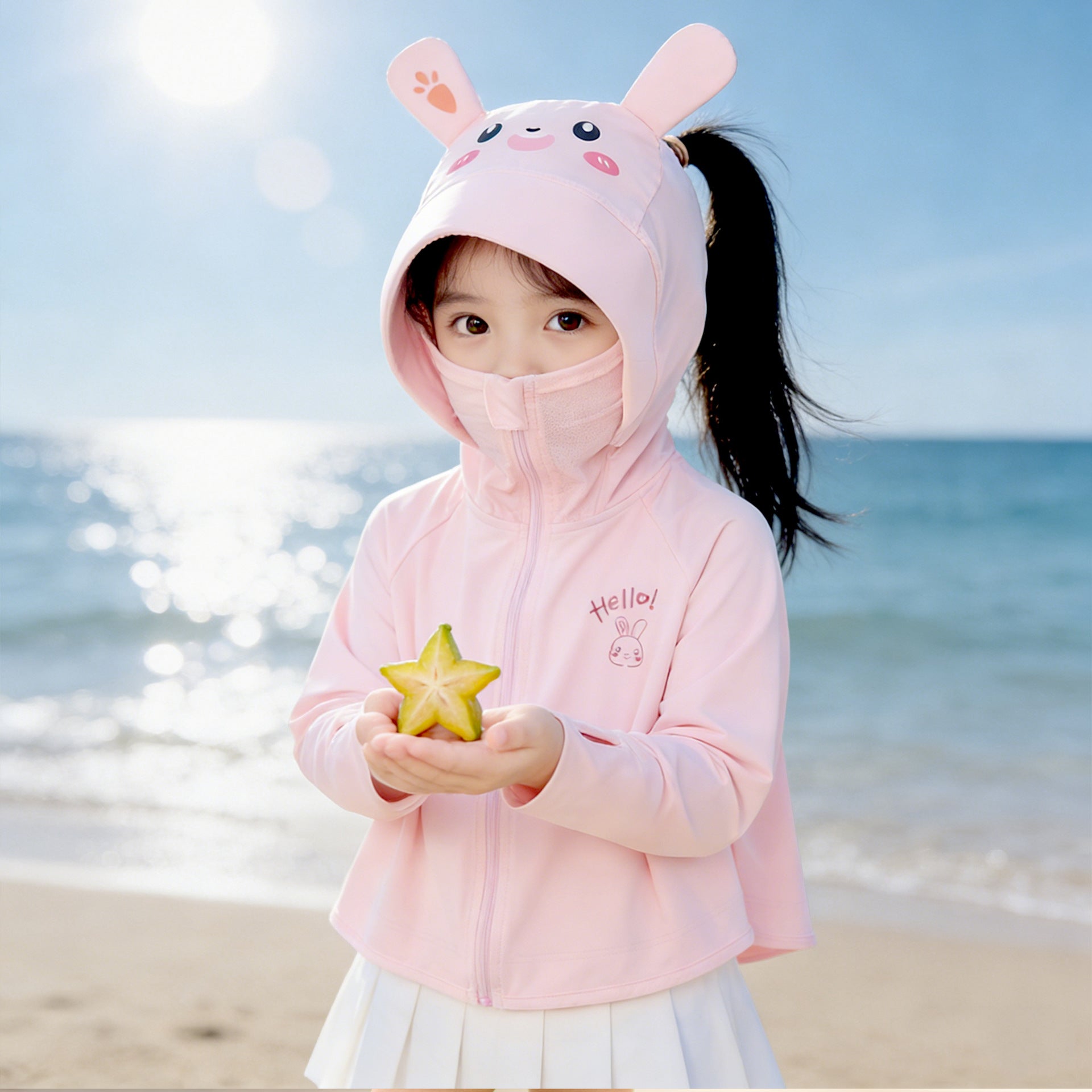 Women's light UV protection hooded jacket for children with thumb hole and wind-resistant functional quality Chichicherry