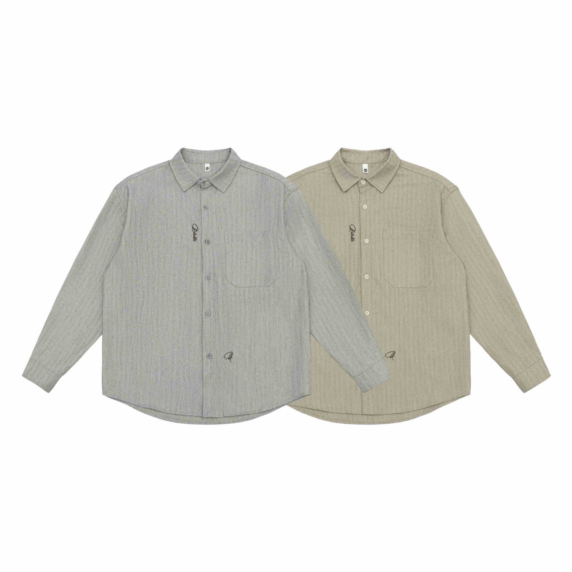 Unisex Oversized Shirt Jacket made of textured linen blend with chest pocket Chichicherry