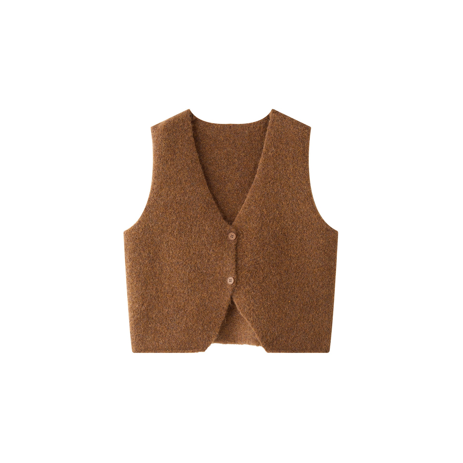 Women's Cozy Boucle Vest with V-Neck and Button Placket Chichicherry