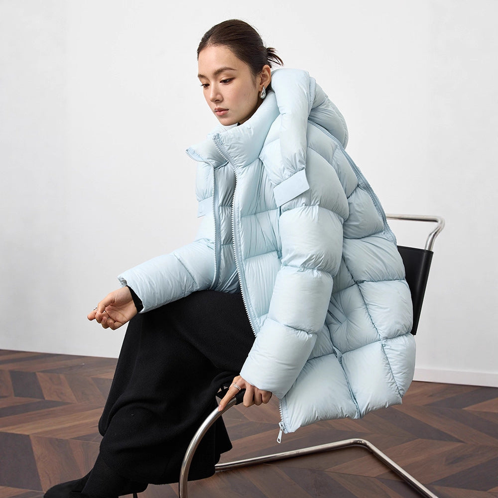 Women's wide-cut down coat with extra-large hood and thermal padding Chichicherry