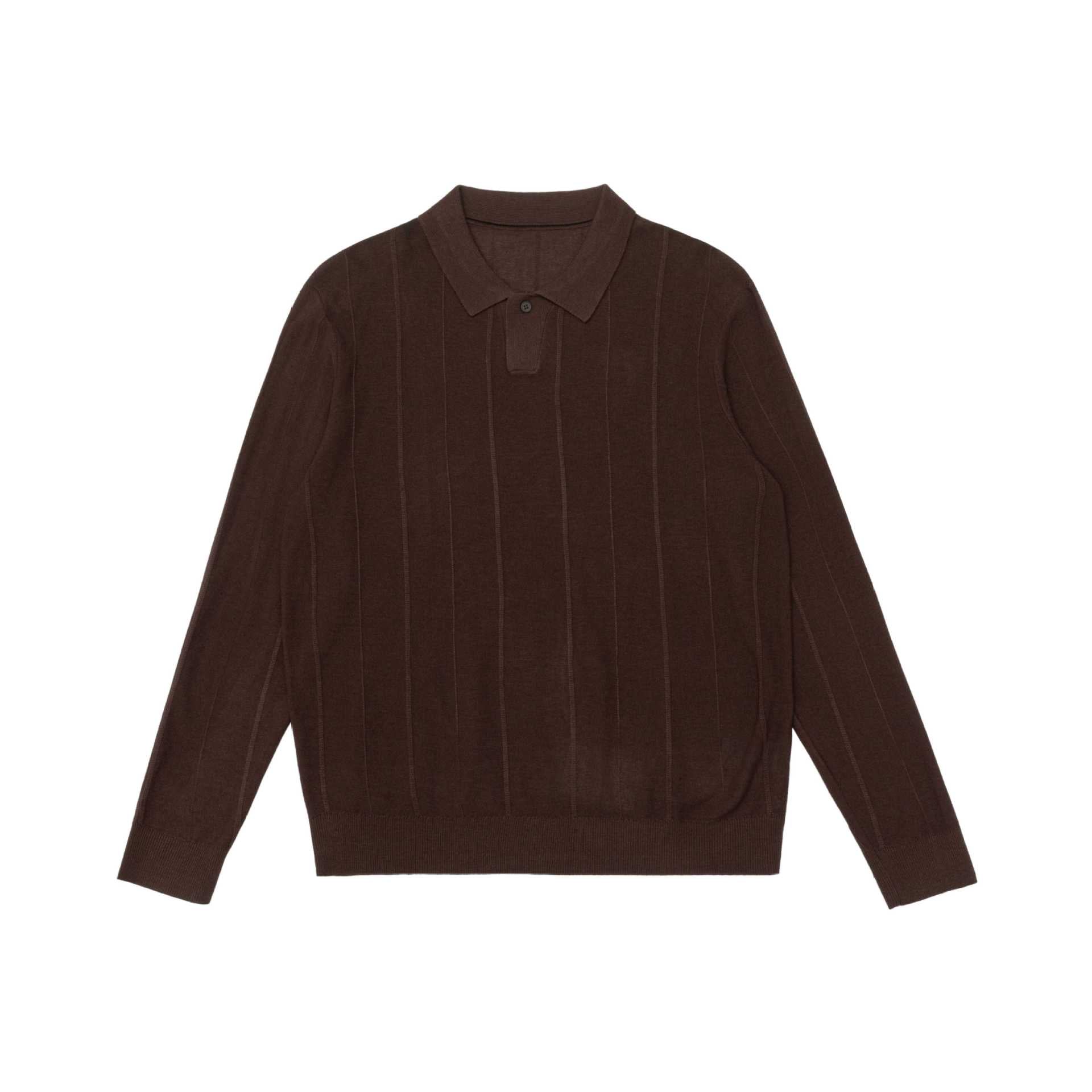 Unisex fine-structured polo sweater with vertical ribbed texture and ribbed hem Chichicherry