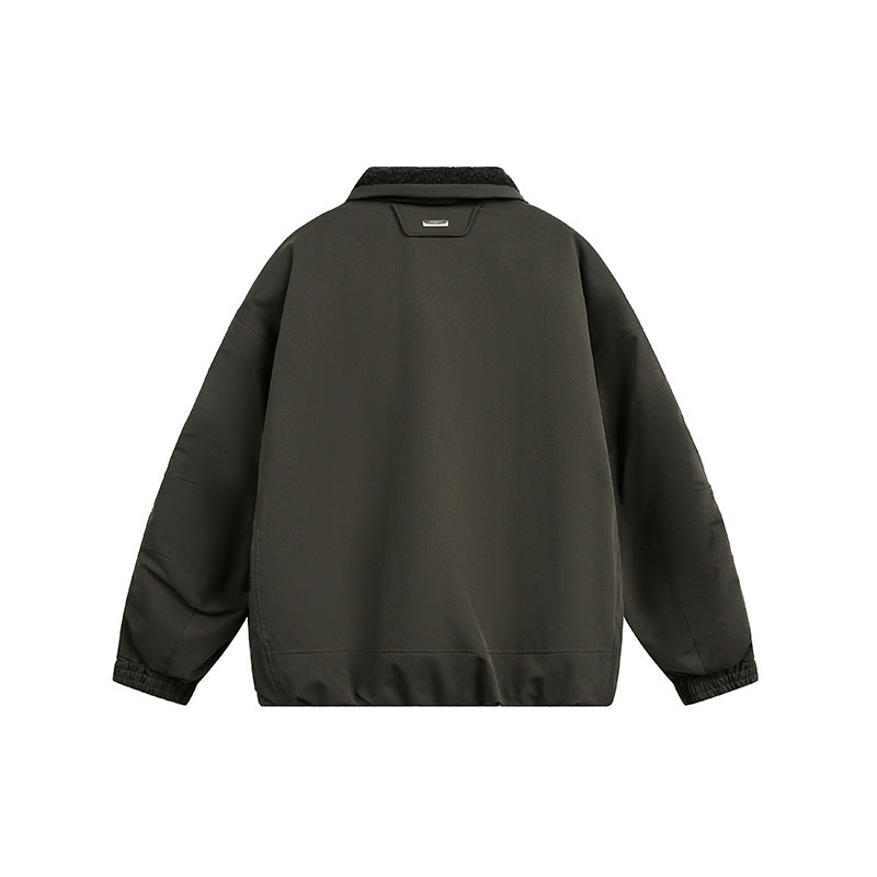 Men's Oversize Quilted Jacket with High Collar and Teddy Lining Chichicherry