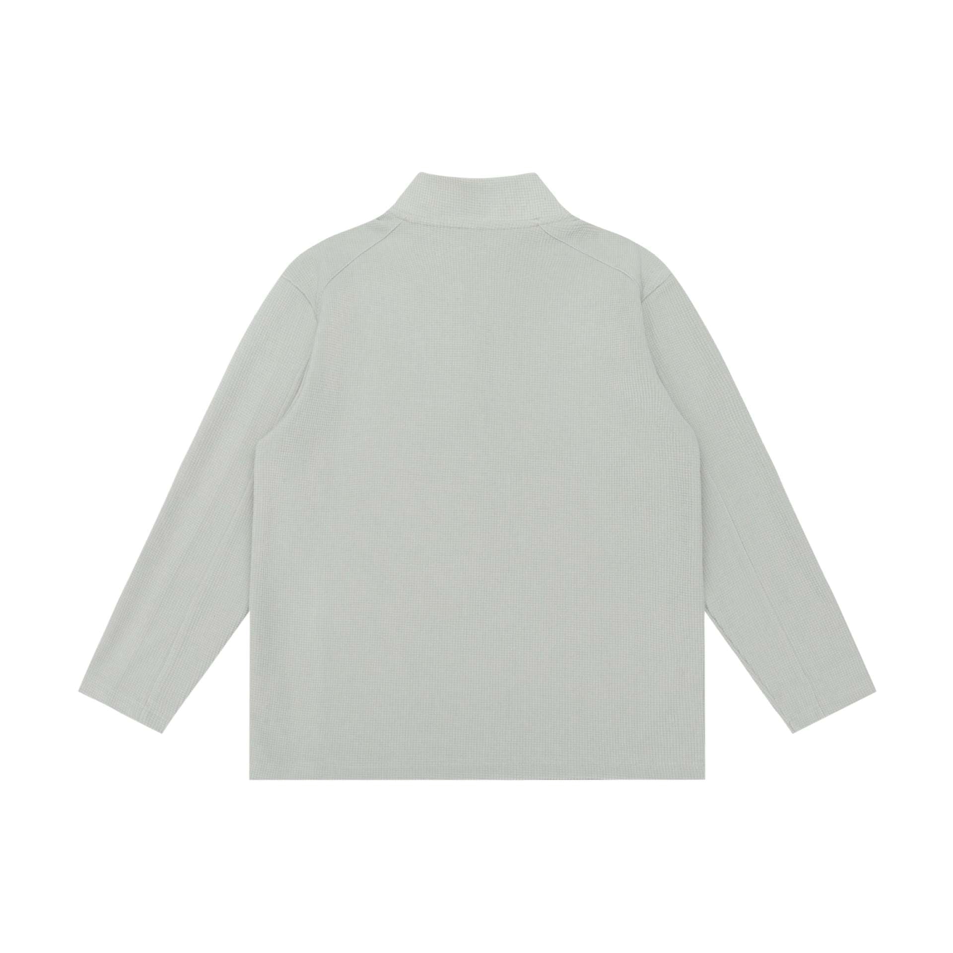 Unisex Waffle Structure Half Zip Pullover with Troyer Collar and Relaxed Fit Chichicherry