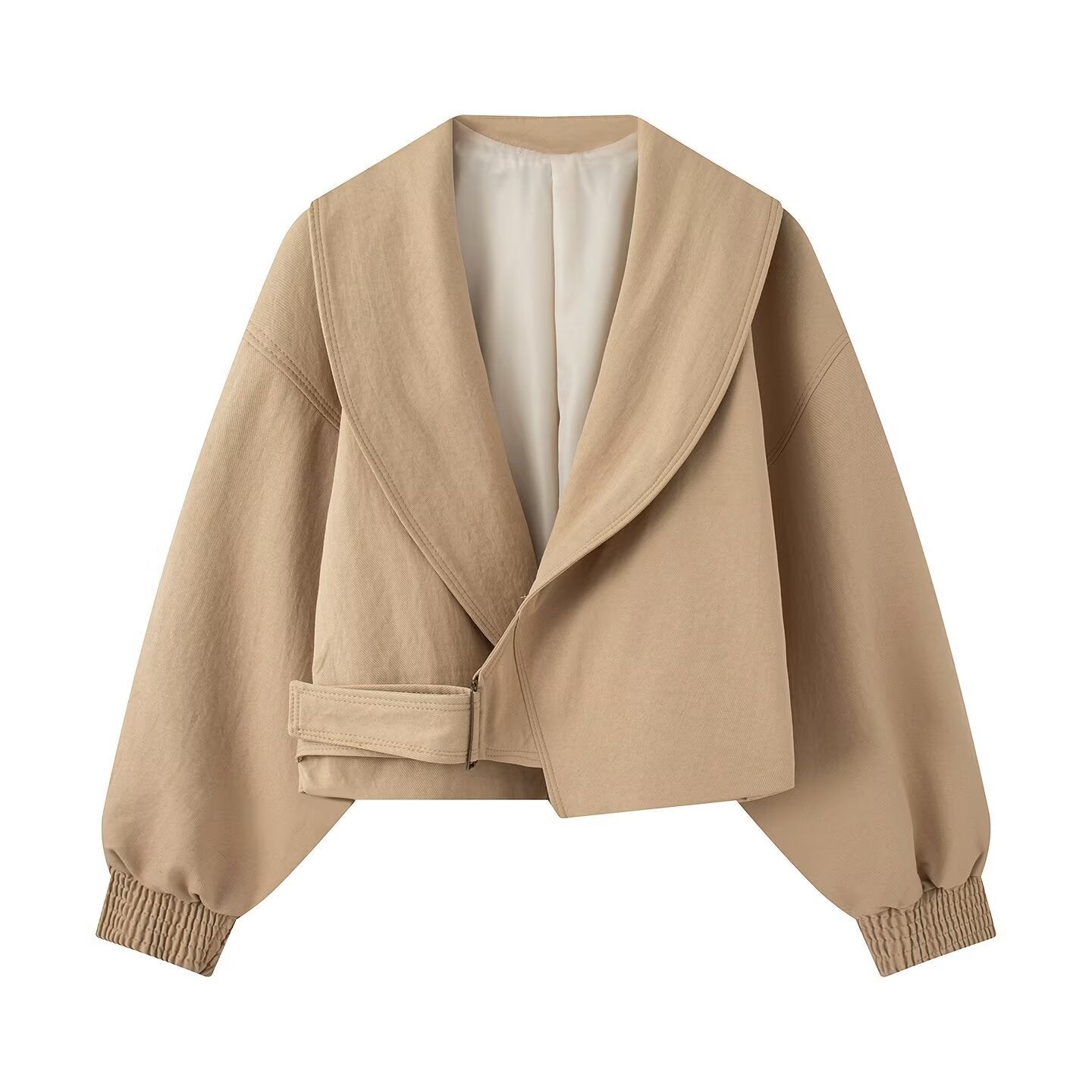 Ladies short-cut wrap blazer with balloon sleeves and waist belt Chichicherry