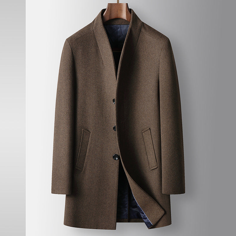 Men's coat made of wool blend with stand-up collar and light thermal lining Chichicherry