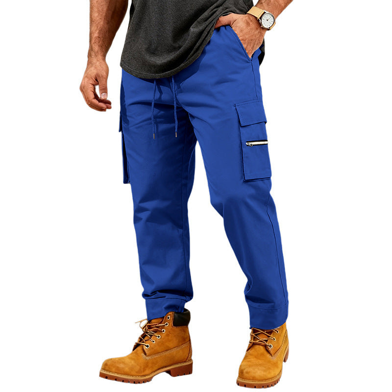 Men's Functional Cargo Jogging Pants with Drawstring, Zipper Pocket and Cuffs Chichicherry