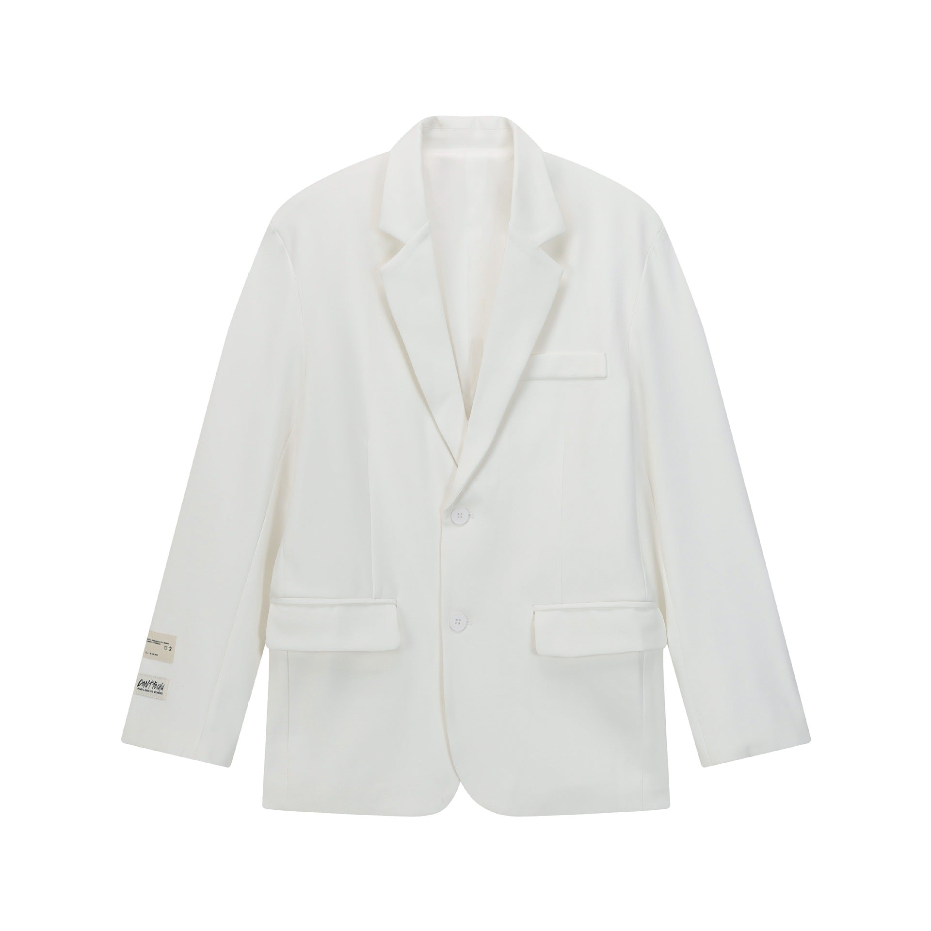 Women Oversized Blazer with Lapel Collar, Two-Button Placket and Flap Pockets Chichicherry