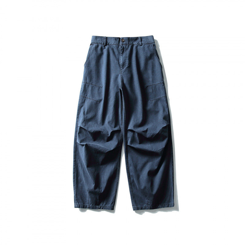 Unisex Wide Utility Cargo Pants in Relaxed Fit with Knee Darts and Elastic Hem Chichicherry