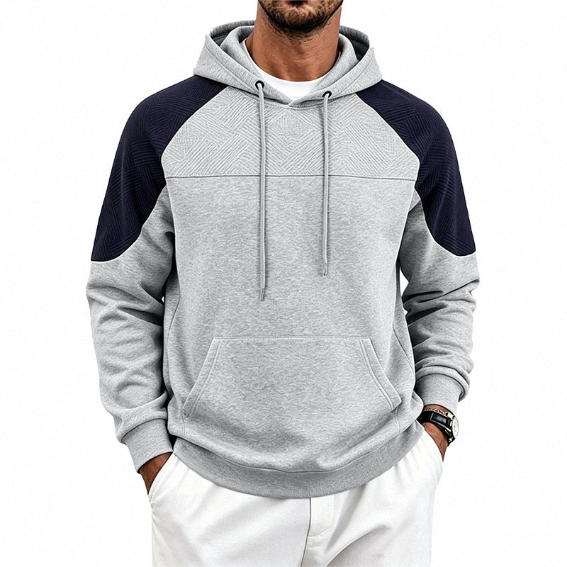 Men's hooded sweatshirt made of French Terry with waffle structure inserts and kangaroo pocket Chichicherry