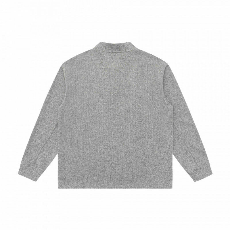 Unisex fine structure Henley knit pullover with raglan sleeves and relaxed fit Chichicherry