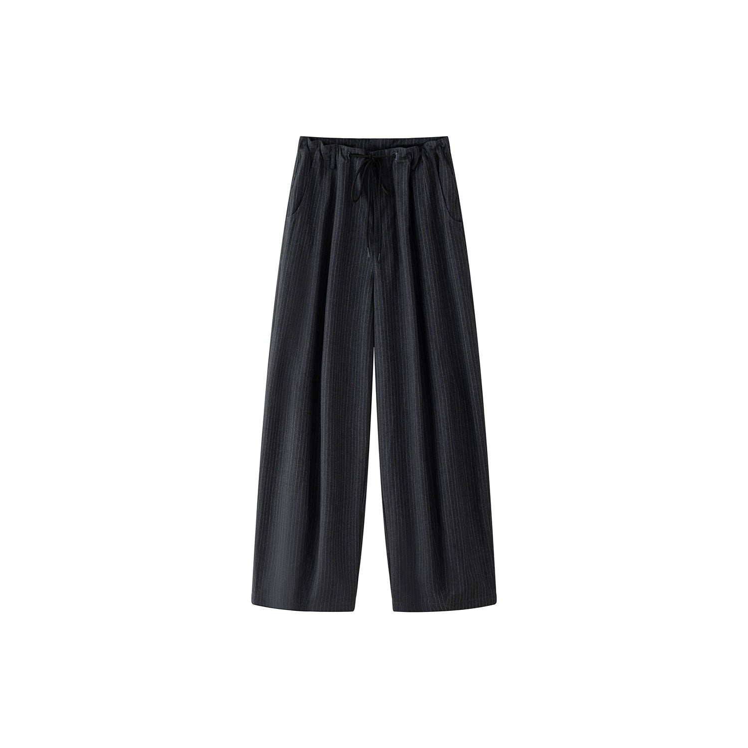 Women's Wide High-Waist Palazzo Pants made of light cotton blend with adjustable hem detail Chichicherry