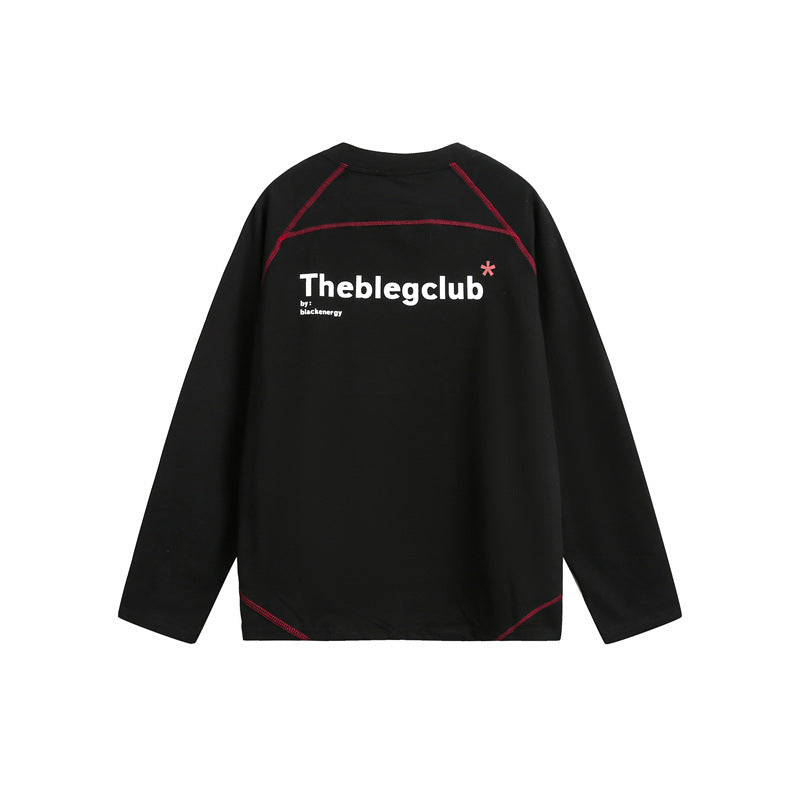 Unisex Relaxed-Fit Long Sleeve Shirt with Crew Neck, Contrasting Flatlock Seams and Soft Loopback Finish Chichicherry