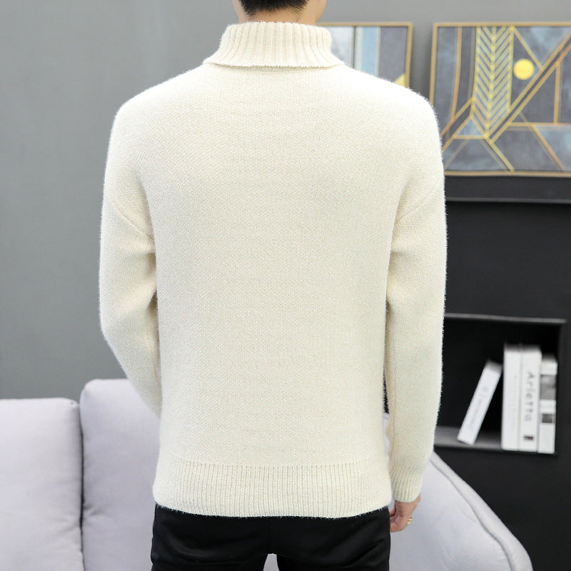 Men's turtleneck sweater made of boucle fine knit with ribbed cuffs Chichicherry