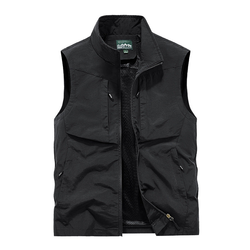 Men's Utility Outdoor Vest with Mesh Lining, Full Zip and Multiple Pockets Chichicherry