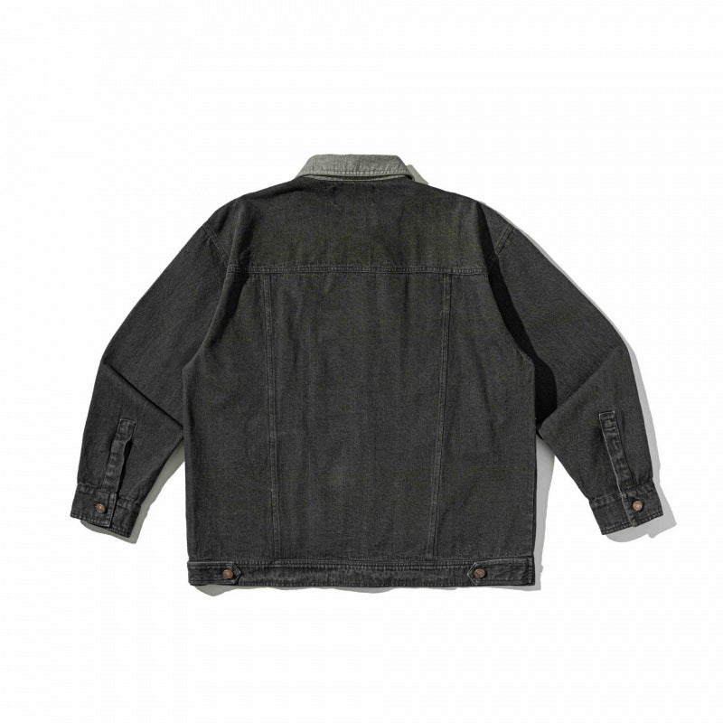 Unisex Boxy Overshirt Jacket made of washed denim with front zipper and multiple pockets Chichicherry