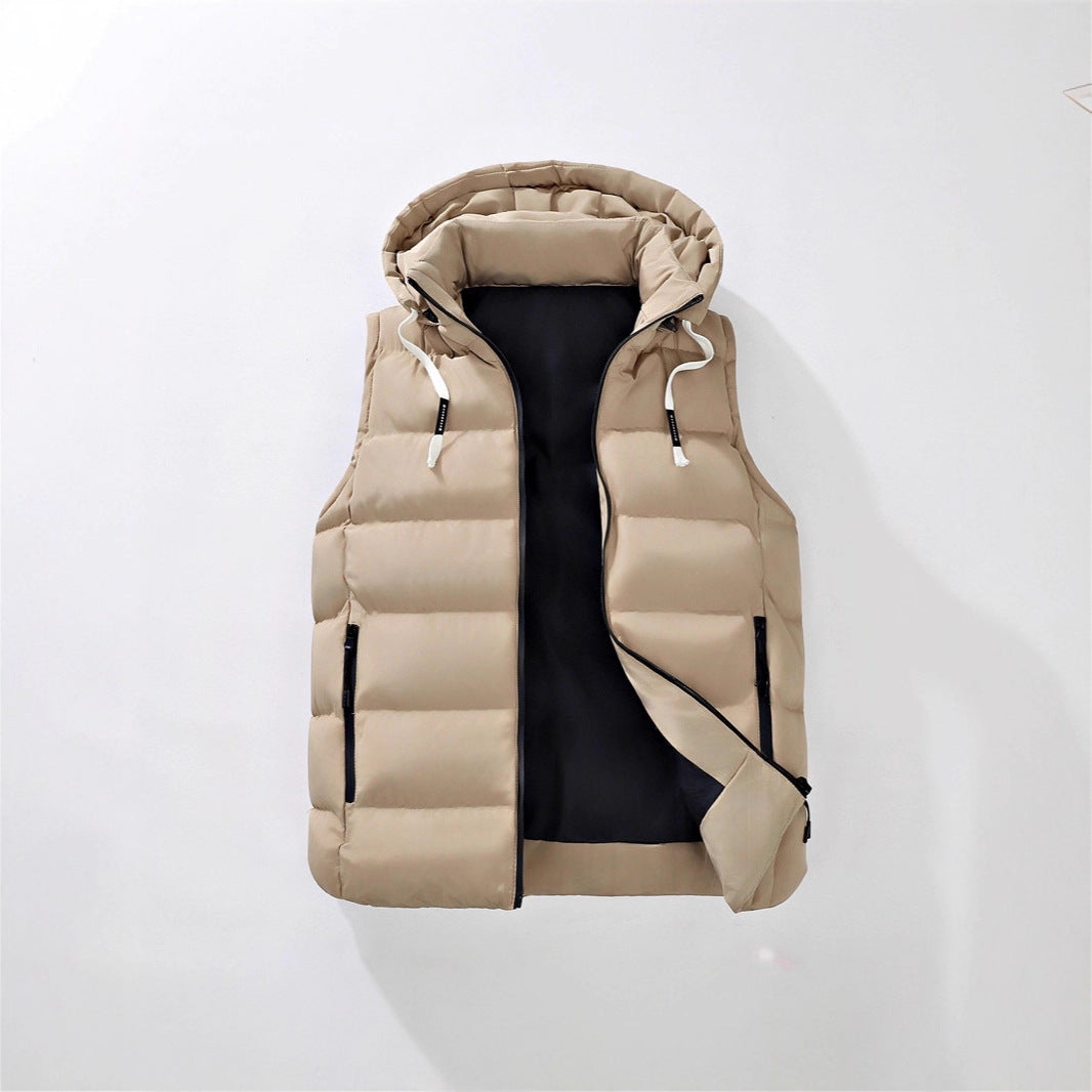 Men's quilted vest with hood, wind-resistant microfiber shell and lightweight thermal insulation Chichicherry
