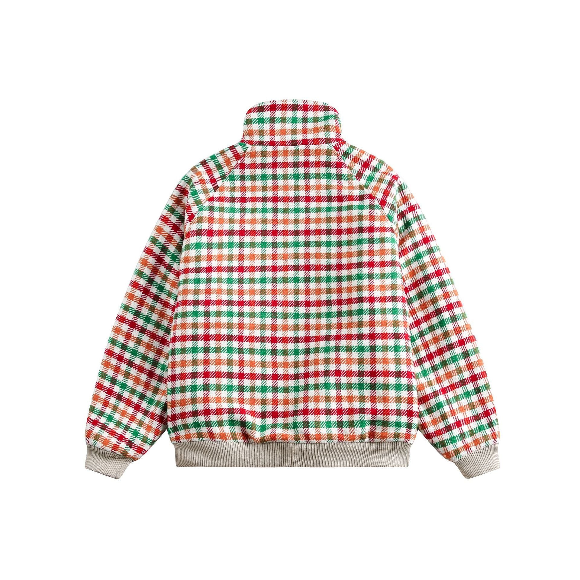 Women's Checkered Teddy Fleece Blouson in Boxy Cut with Stand Collar Chichicherry