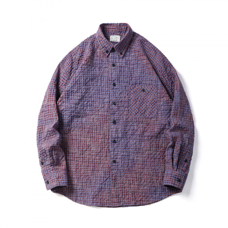 Men's Quilted Checkered Overshirt Jacket with Chest Pocket Chichicherry