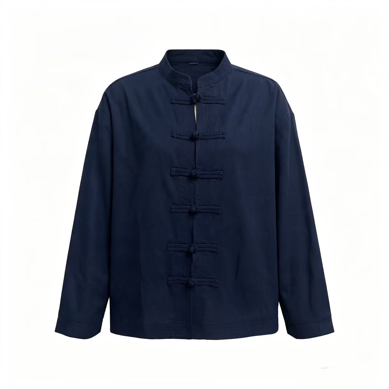 Women Loose Fit Blouse in Mandarin Look with Knot Buttons Chichicherry